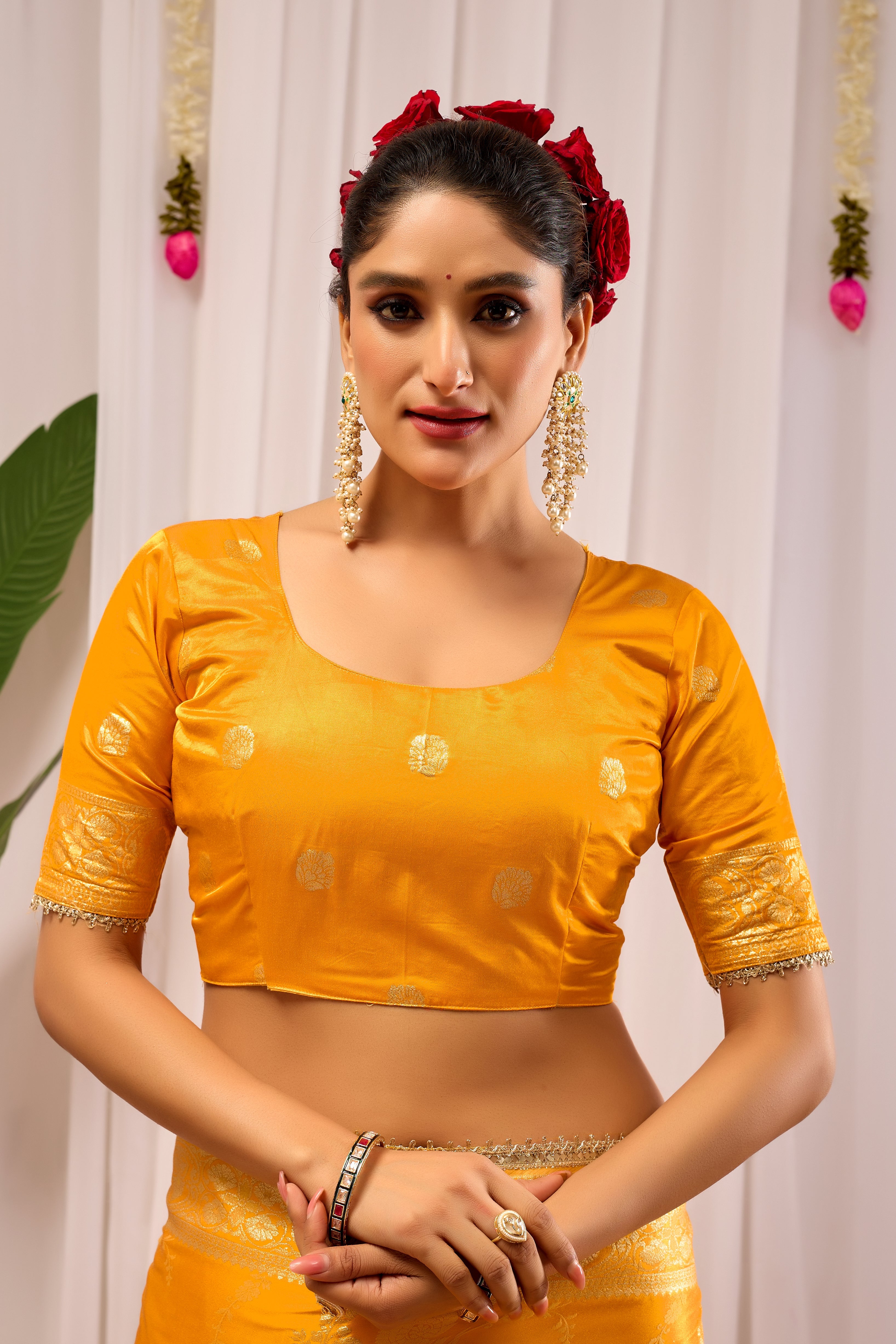 Radiant Mustard Yellow Pure Silk Satin Saree with Antique Gold Zari Weaving & Ornate Pallu Traditional Indian Festive & Wedding Wear