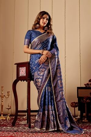 Royal Blue with Antique Gold Zari