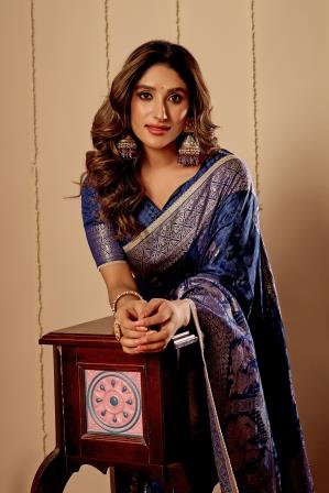 Royal Blue with Antique Gold Zari