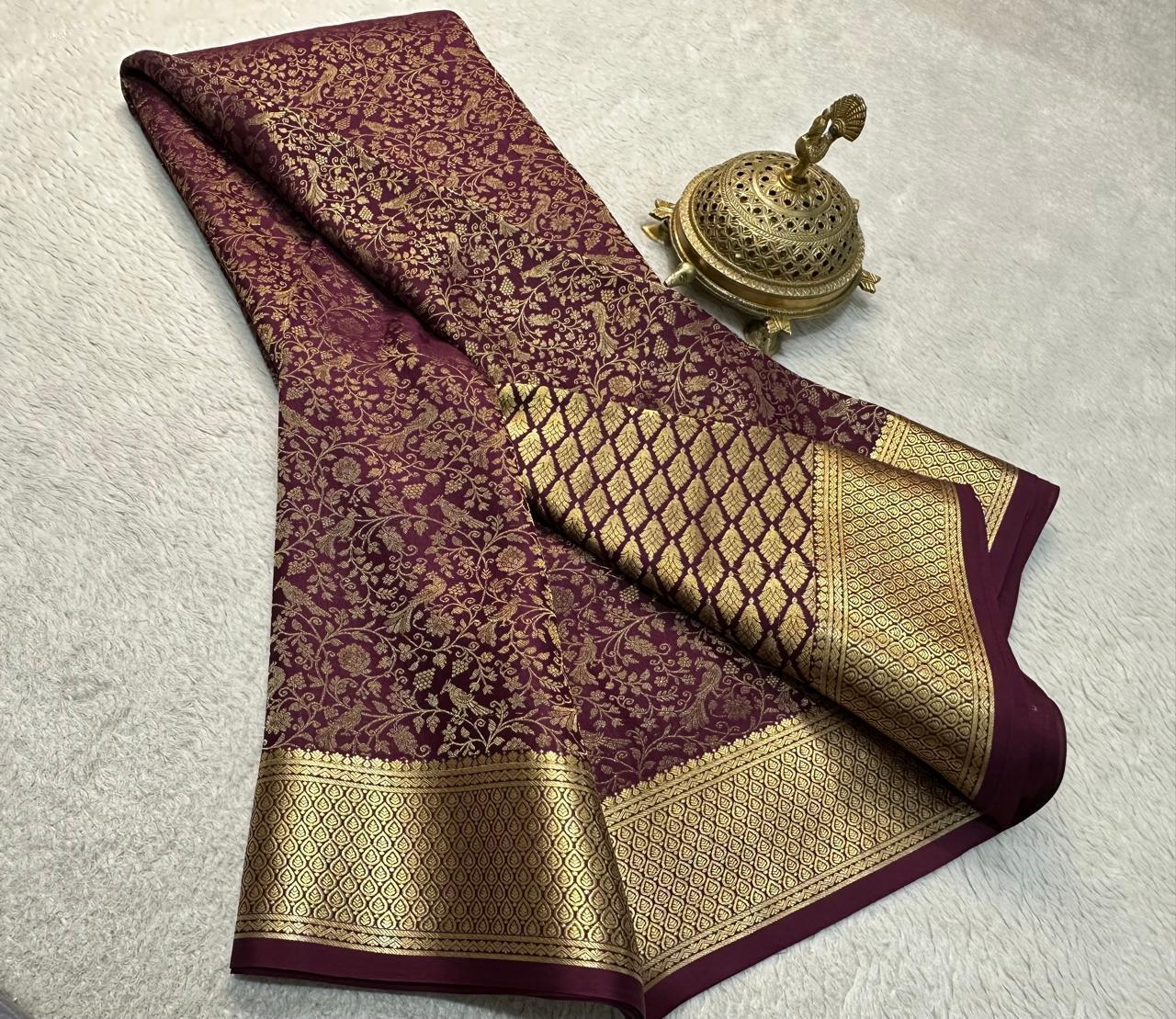 Premium Classic Brocket Soft Silks: Woven Texture, Subtle Shine for Weddings & Festive Wear