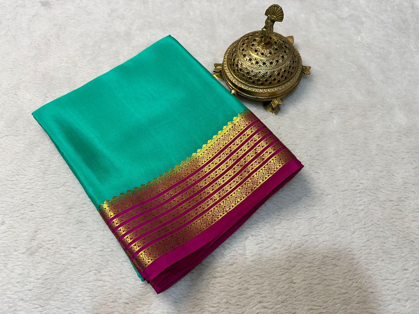 Stylish Tradition: Mysore Silk Saree with Zari-Enhanced Contrasts