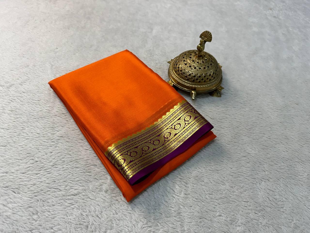 Royal Sophistication: Pure Mysore Silk Saree in Vibrant Contrasts