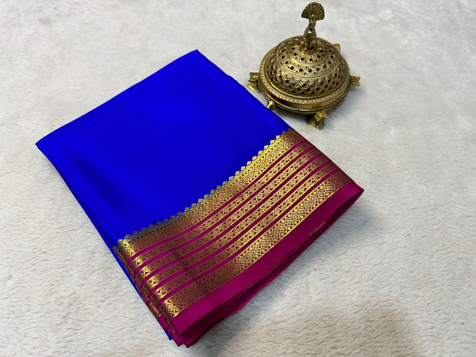 Unmatched Elegance: Mysore Silk Saree with Intricate Contrast Details