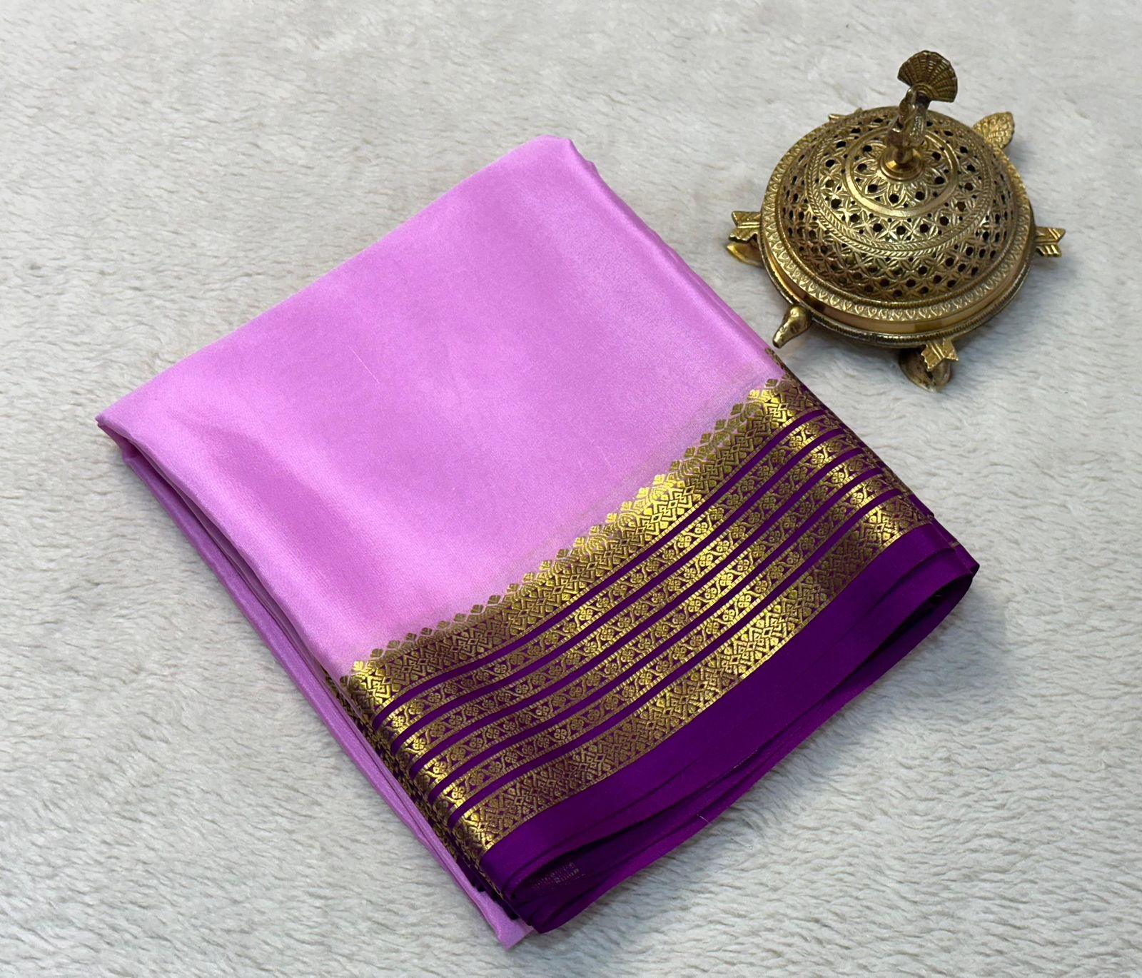 Opulent Weaves: Pure Mysore Silk Saree with Rich Contrast Borders