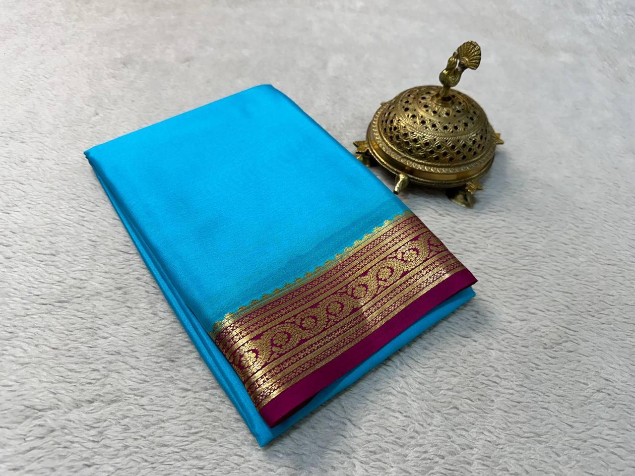 Premium Pure Elegance: Mysore Silk Sarees with Rich Contrast Borders for Weddings & Festive Wear