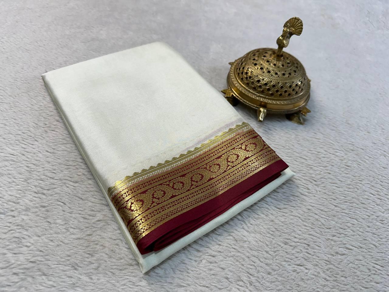 Traditional Sophistication: Pure Mysore Silk Saree with Ornate Borders