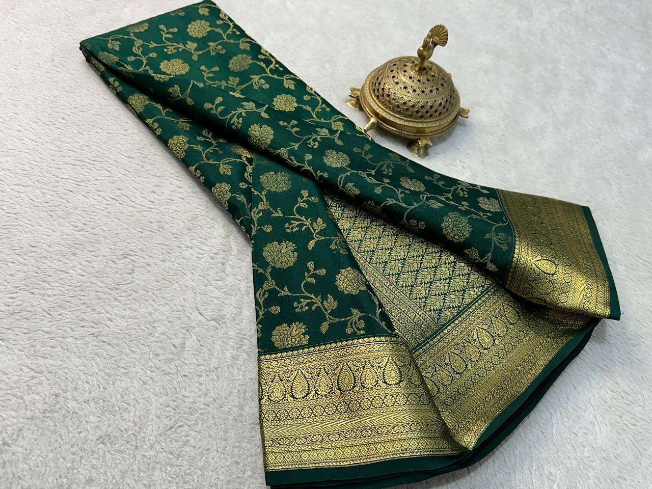 Elegance Redefined: Silk Brocade Saree with Exquisite Gold & Silver Zari Weaving