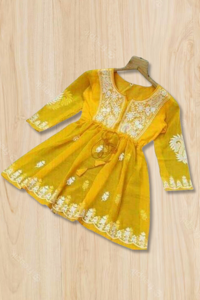 Yellow Schiffli Embroidered Top