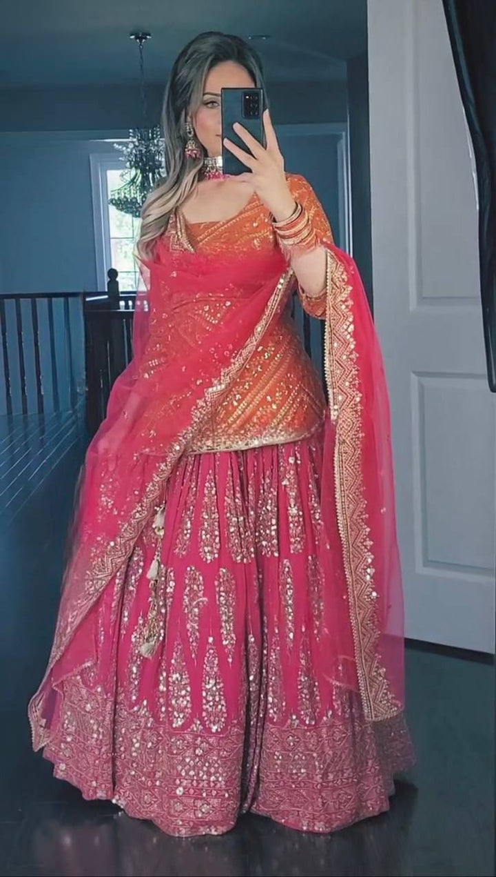 Pink Bridal Lehenga Heavy Embroidered Wedding Wear