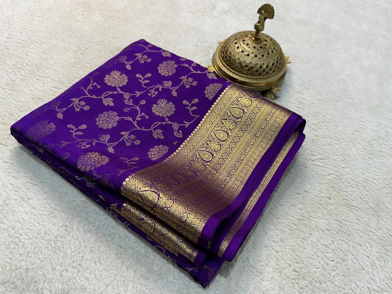 Elegance Redefined: Silk Brocade Saree with Exquisite Gold & Silver Zari Weaving