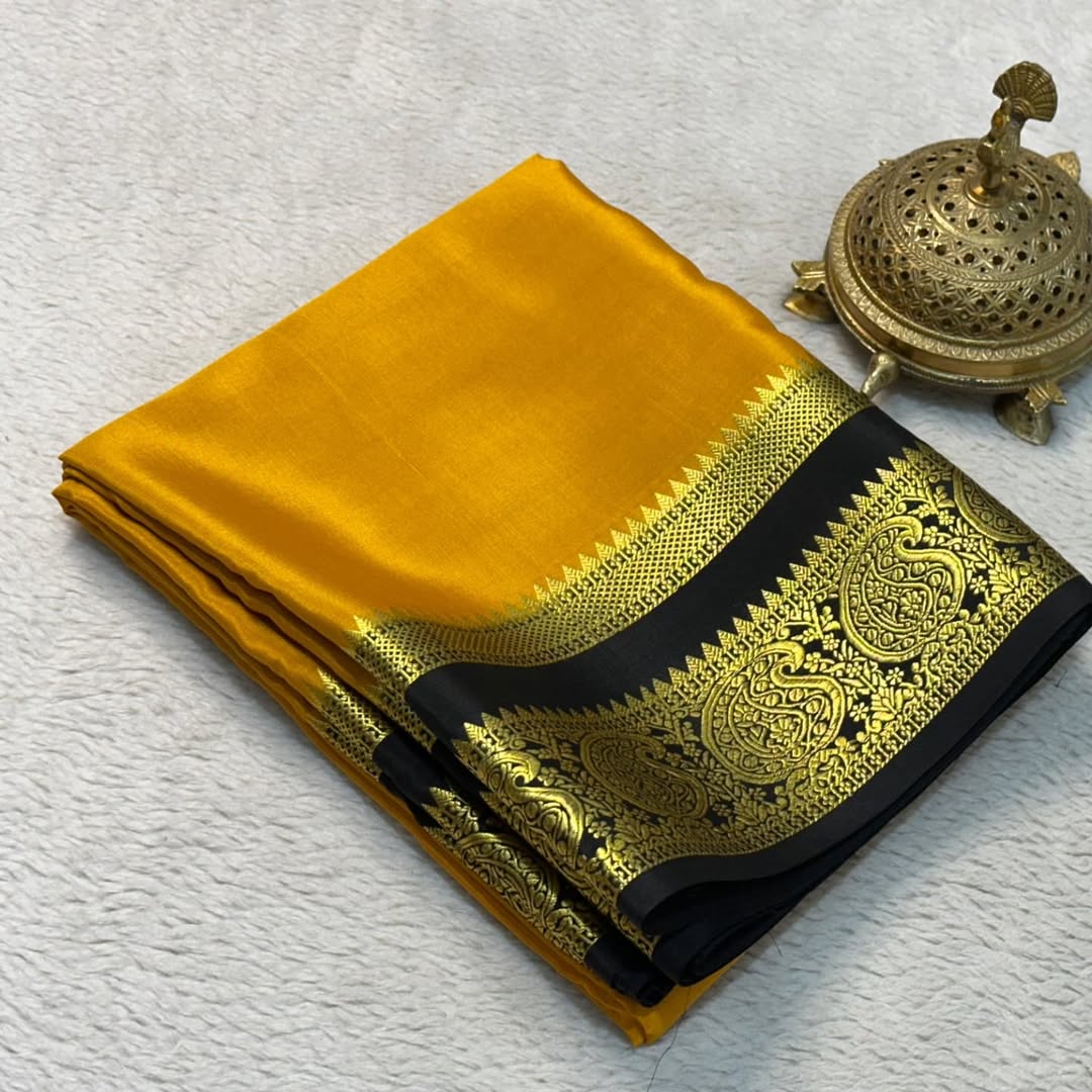 Traditional Charm: Mysore Silk Sarees with Mango Bentex Border