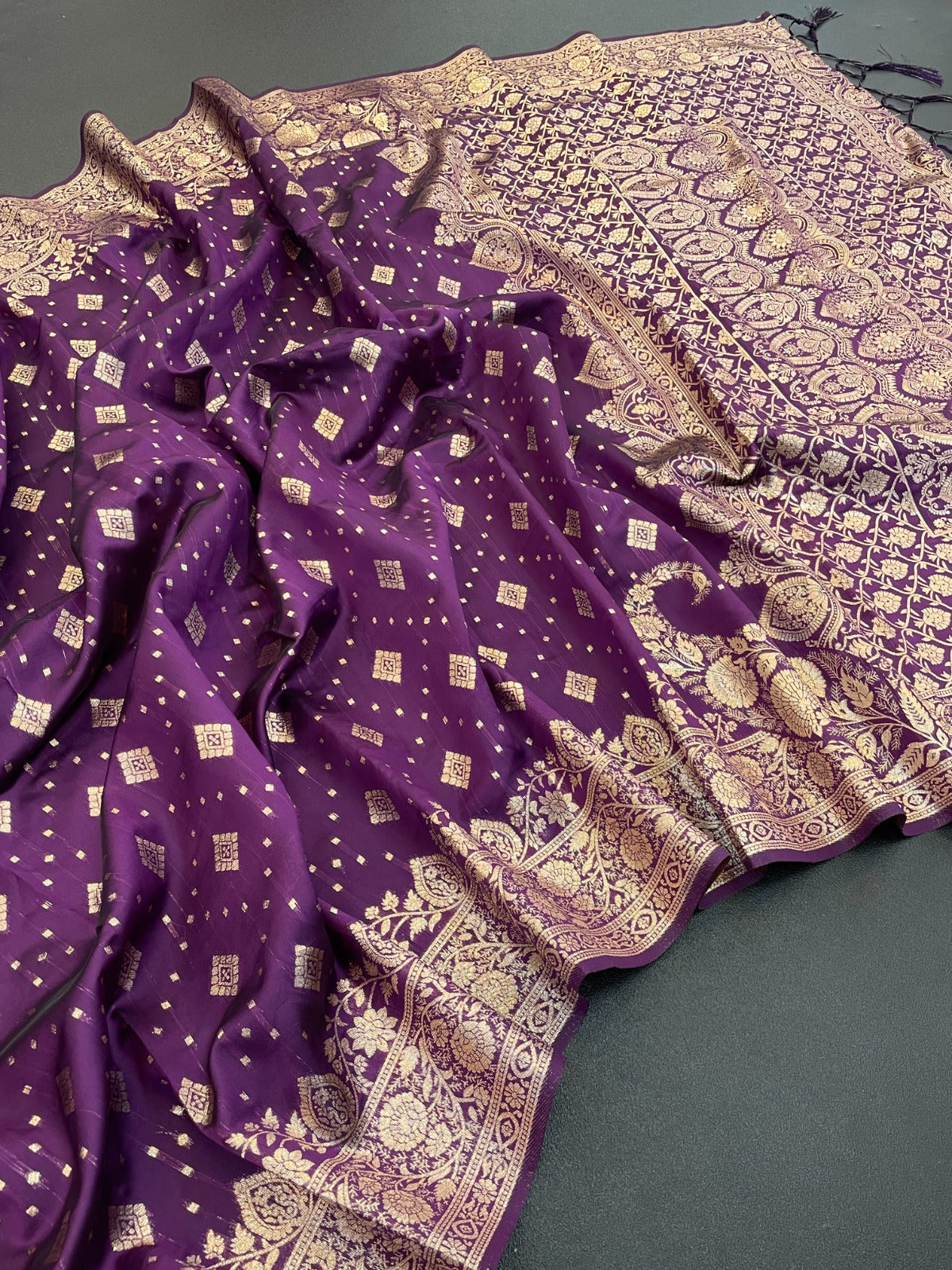 Royal Banarasi Silk Saree with Meenakari Floral Design