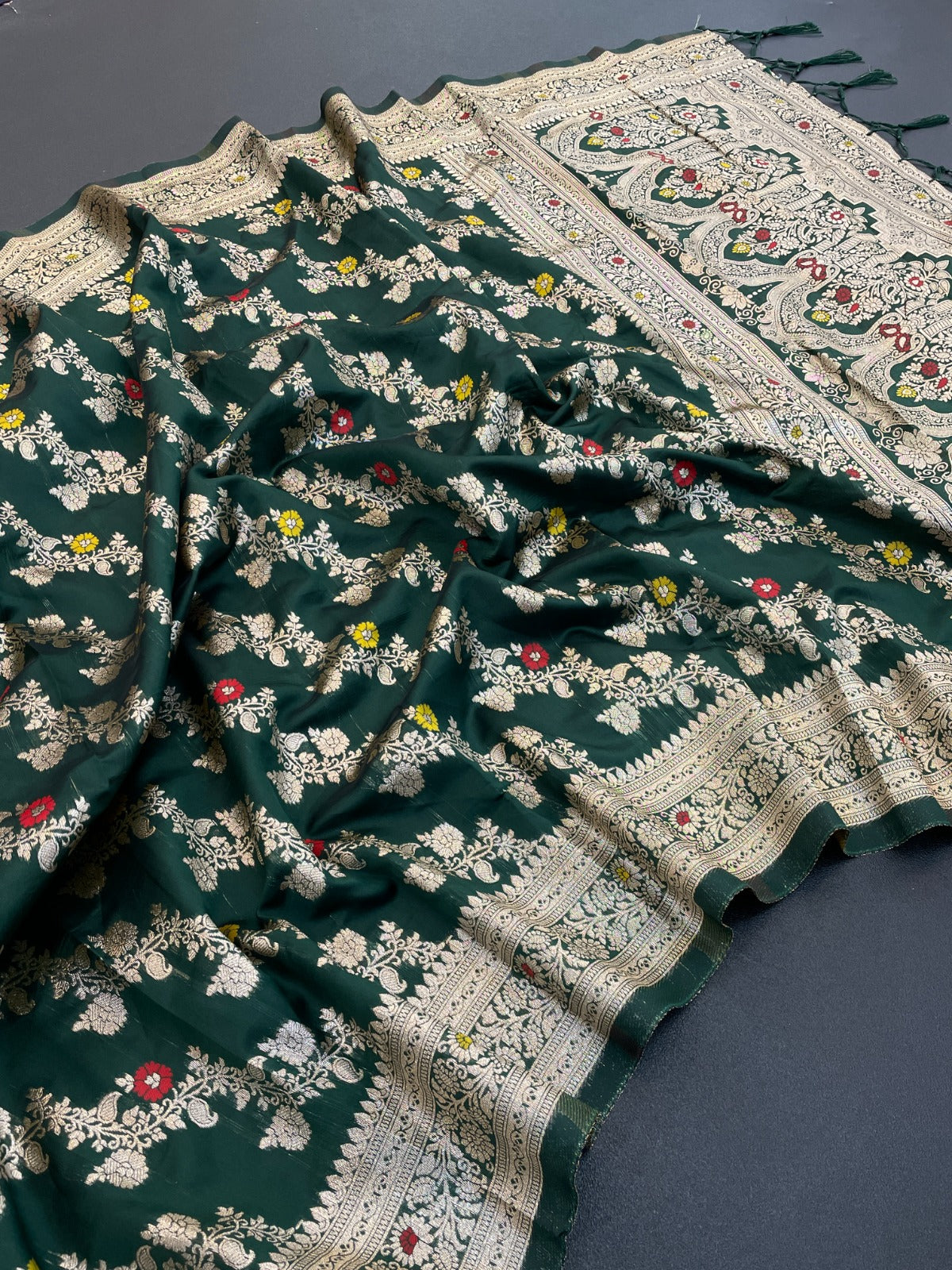 Soft Banarasi Silk Saree with Intricate Meenakari Design