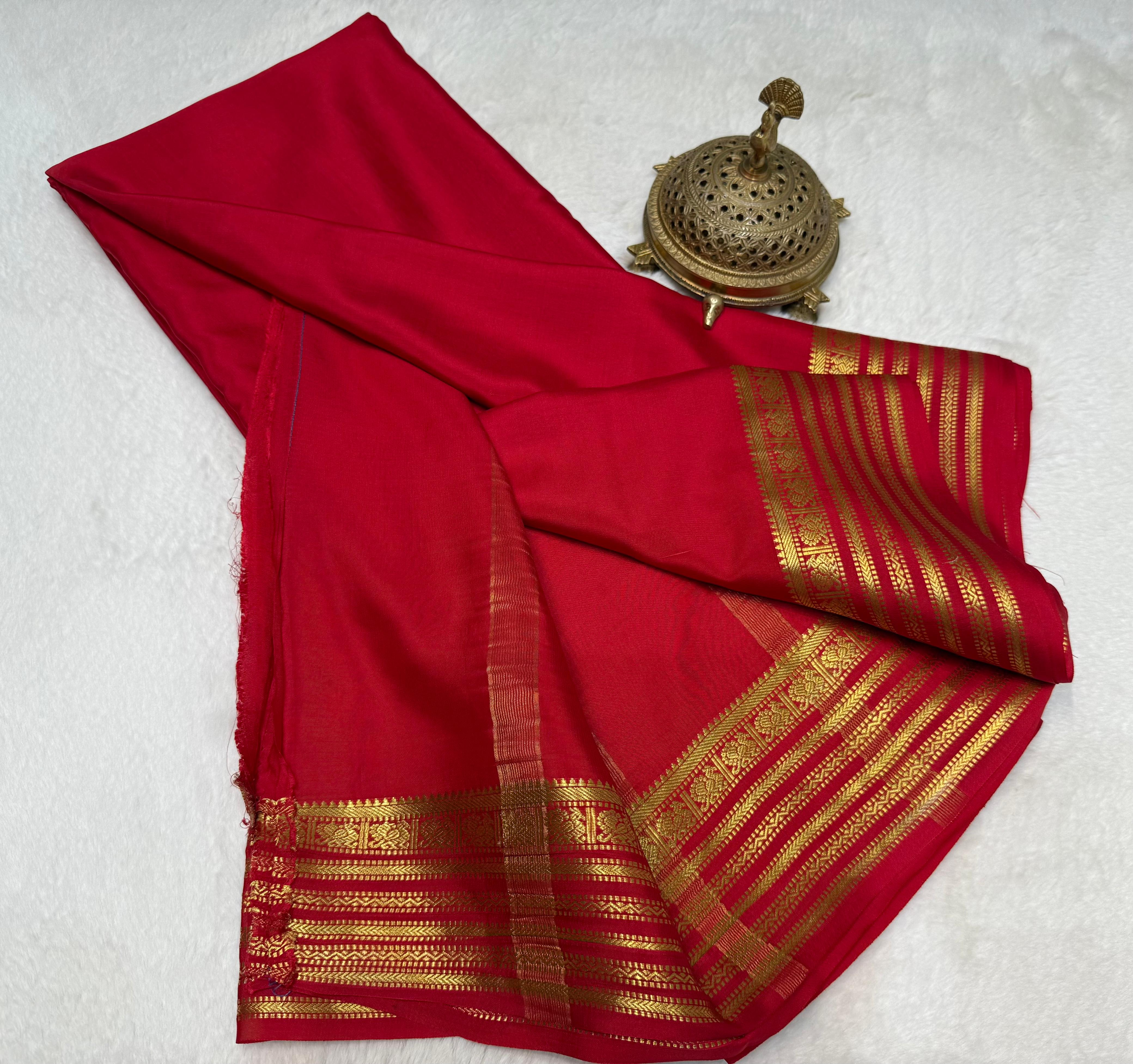 Pure Mysore Silk Saree for Women with Zari Border and Rich Pallu.