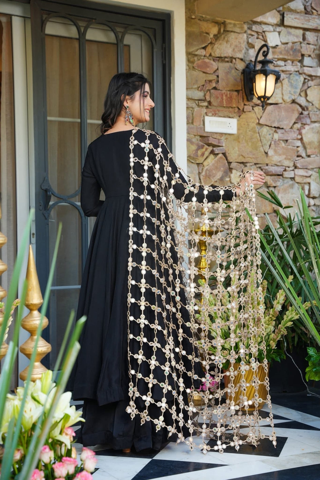Georgette indo western gown.
