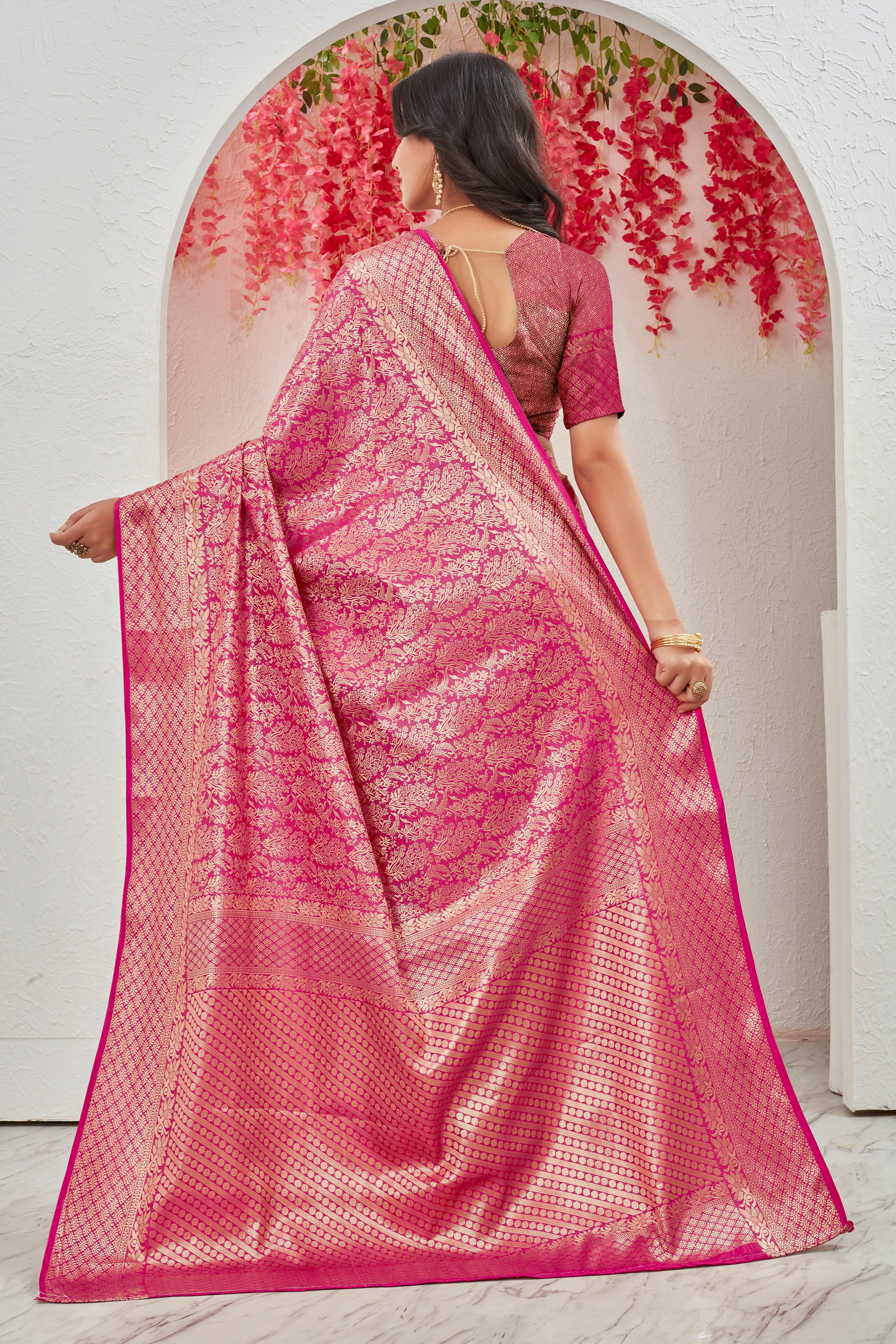 Blushing Elegance: Pure Brocade Mysore Silk Sarees in Pink Steal the Spotlight