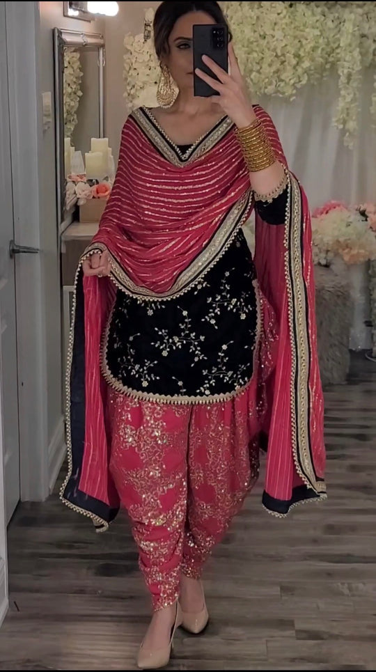 Latest designer white Punjabi dhoti salwar kameez & dupatta.