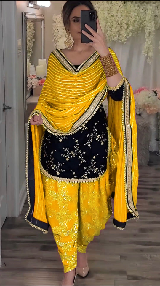 Latest designer white Punjabi dhoti salwar kameez & dupatta.