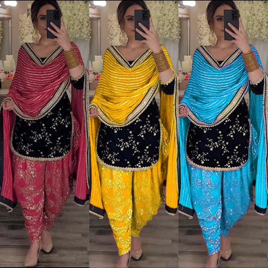 Latest designer white Punjabi dhoti salwar kameez & dupatta.