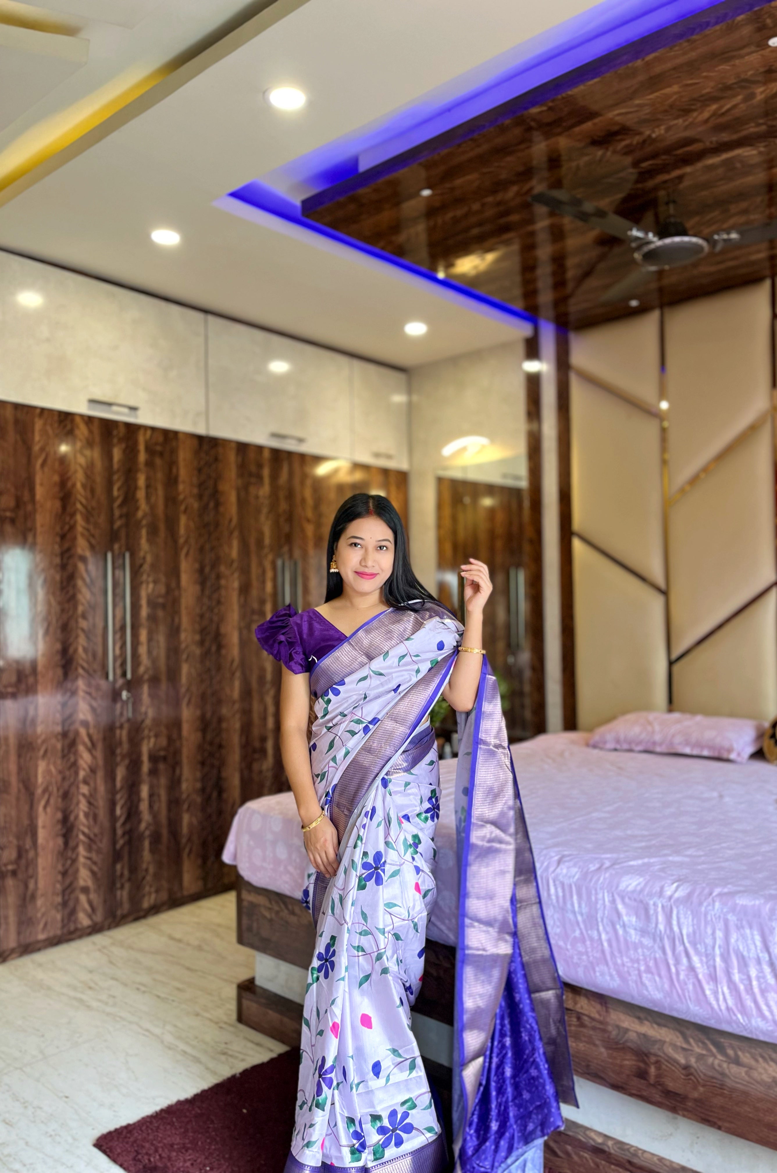 Mysore Printed Floral Silk Sarees for Grand Occasions