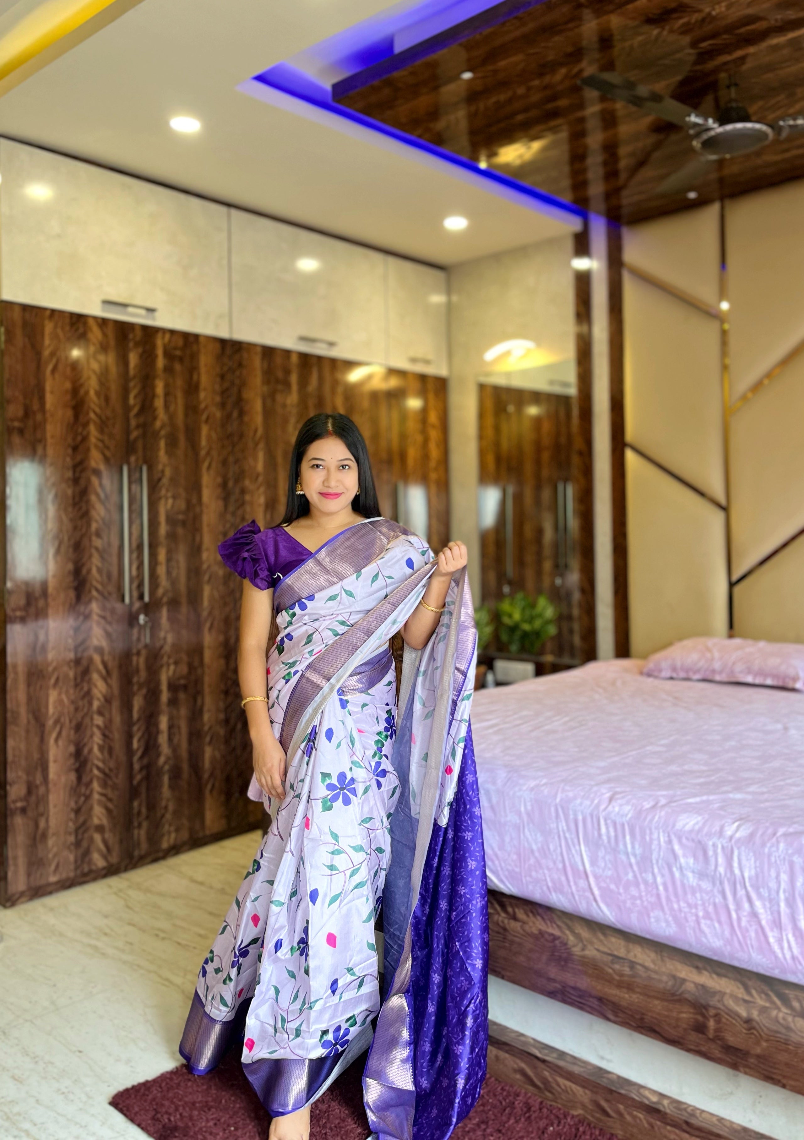 Mysore Printed Floral Silk Sarees for Grand Occasions