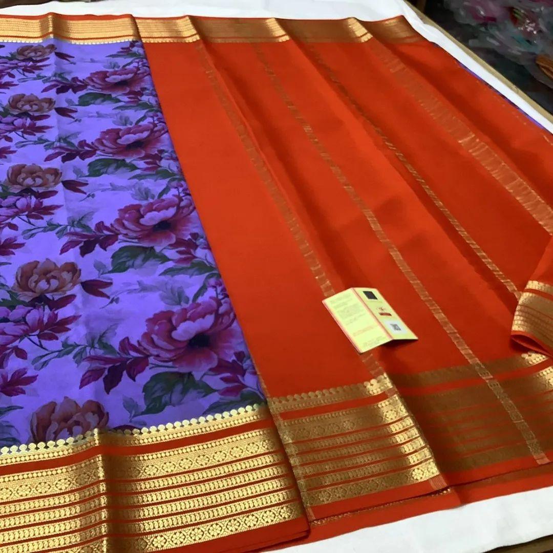 Premium Mysore Printed Crepe Silk Sarees with Classic Designs for Weddings & Festive Wear