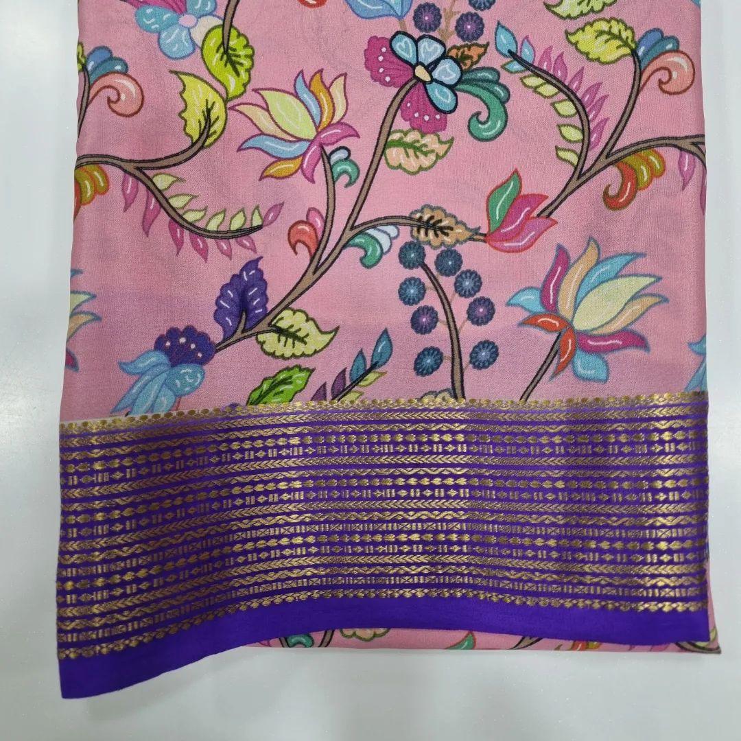 Premium Royal Hues: Pure Crepe Silk Saree with Prints for Weddings & Festive Wear