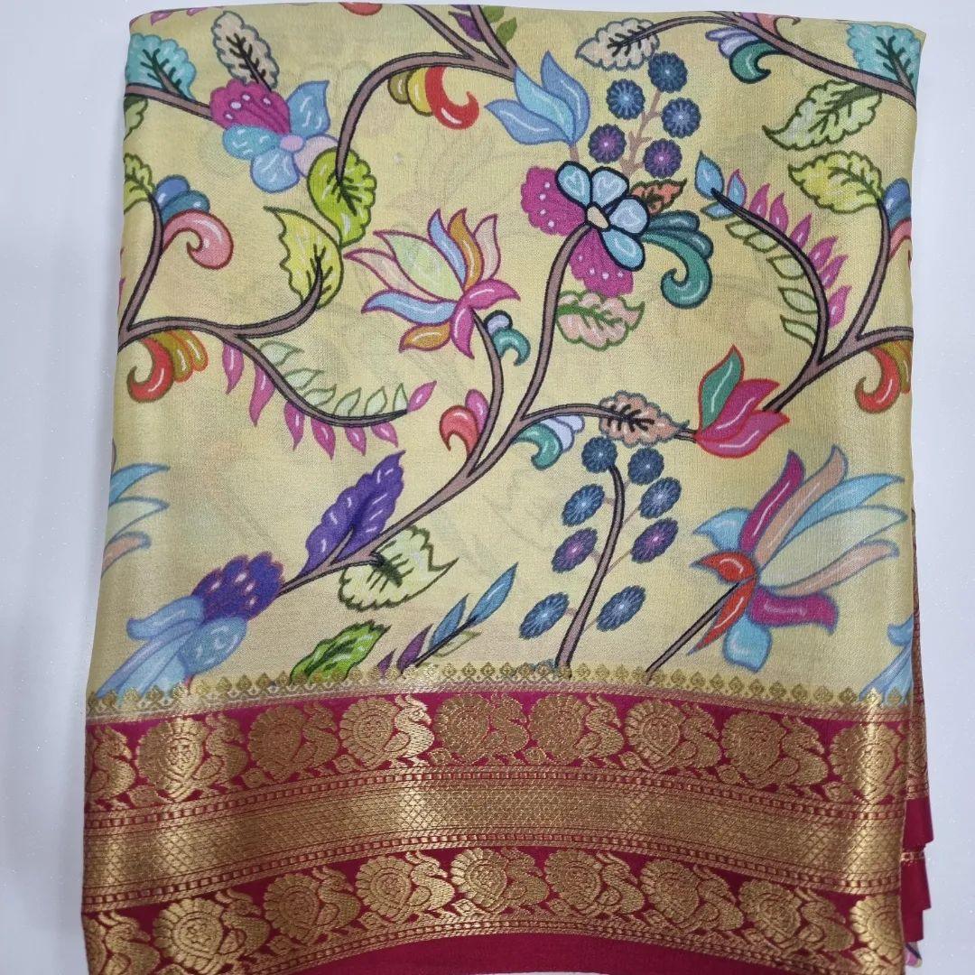 Premium Timeless Elegance: Mysore Printed Crepe Silk Drape for Weddings & Festive Wear