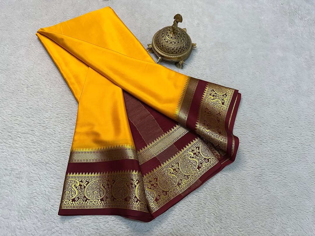 Mesmerize in Mysore Silk: Mango Bentex Border and Line Pallu