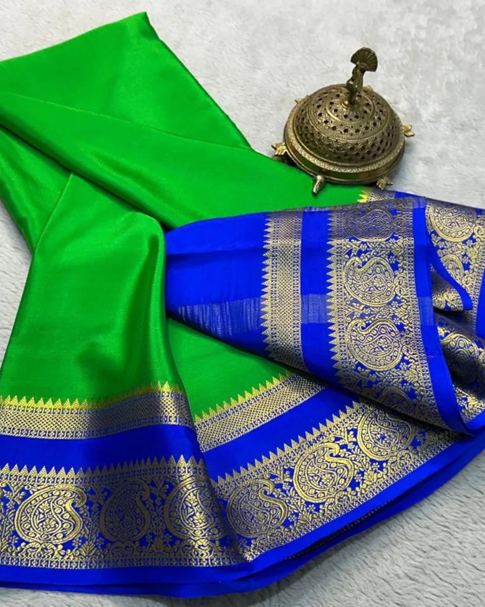 Mesmerize in Mysore Silk: Mango Bentex Border and Line Pallu