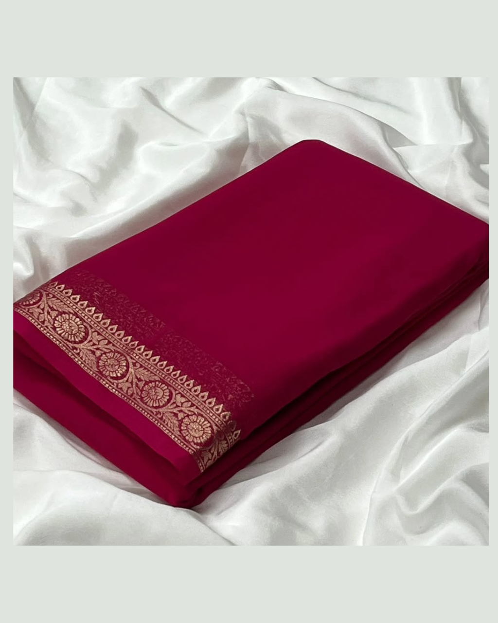 GORGEOUS Mysore Silk Sarees In Beautiful Zari Border In Rani Colours!