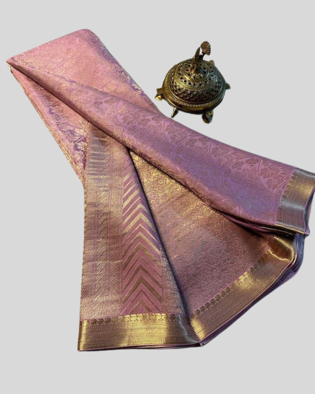 Light Pink Pure Brocade Mysore Silk saree