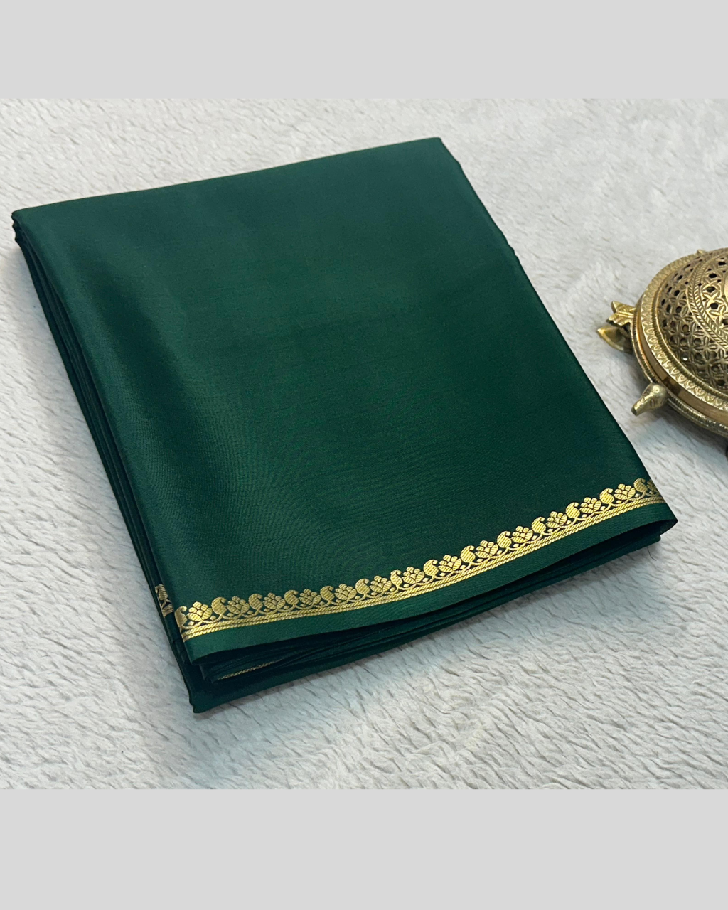 Small Border Green Mysore Silk Saree for women
