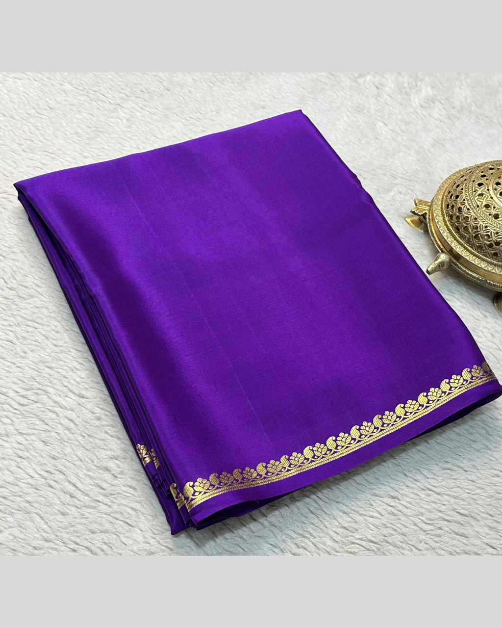 Ready to Wear Purple Mysore Crepe Silk Saree,