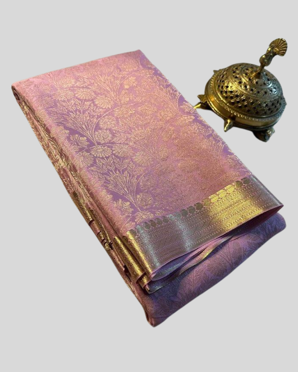 Light Pink Pure Brocade Mysore Silk saree