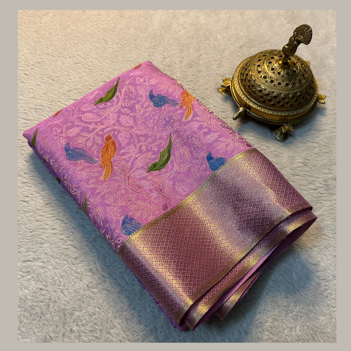 Pink Brocade Mysore Silk Sarees With Zari Weaving Blouse.