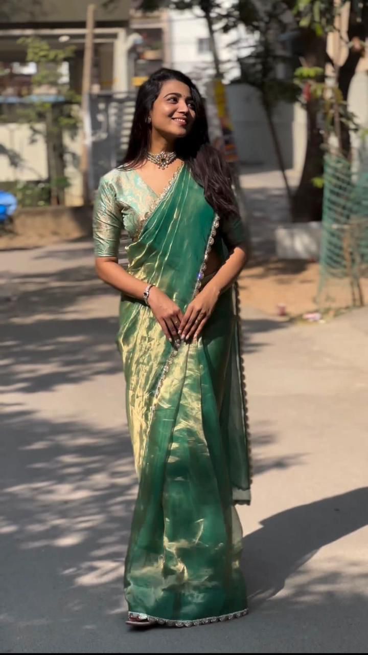 green bollywood pure jimi chu soft silk saree