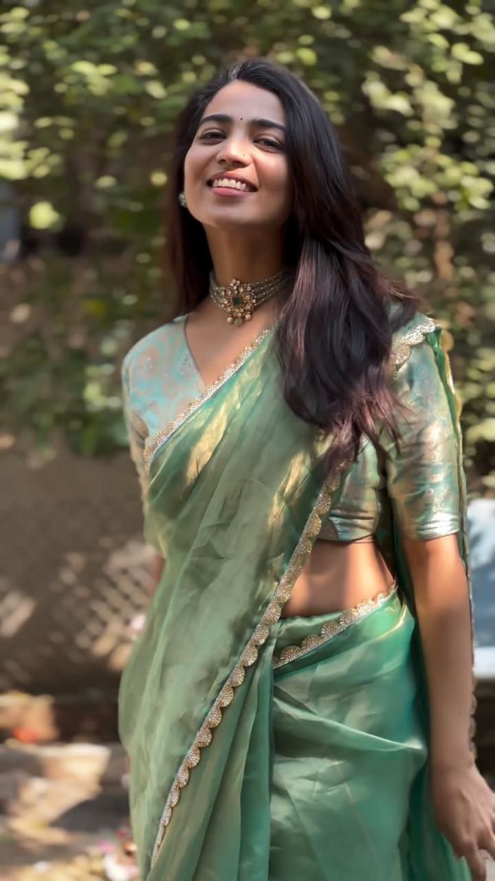 green bollywood saree