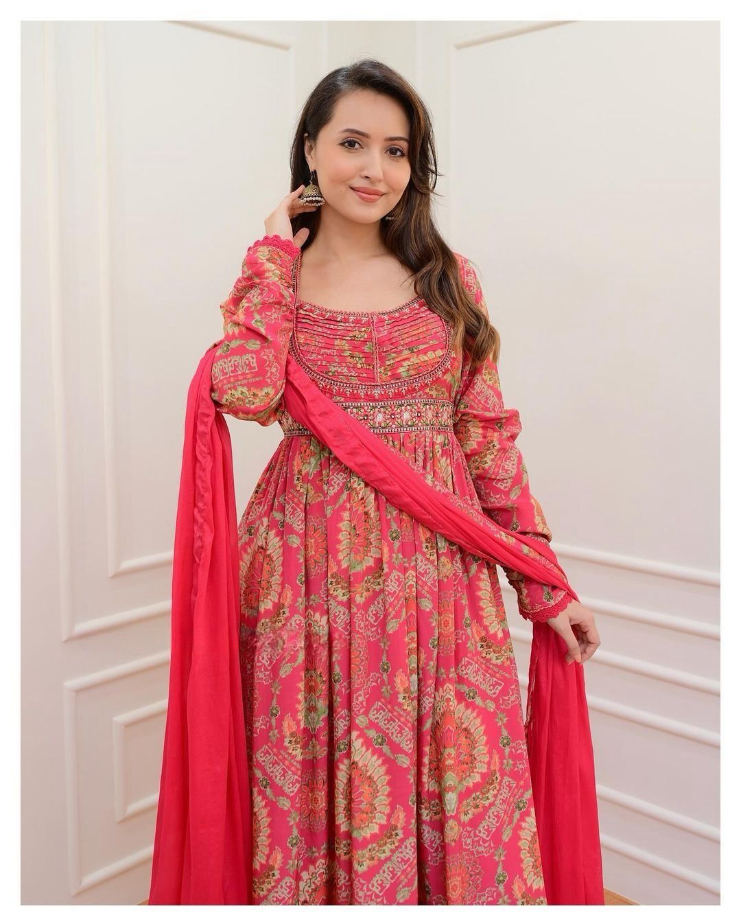 mirror work anarkali suit