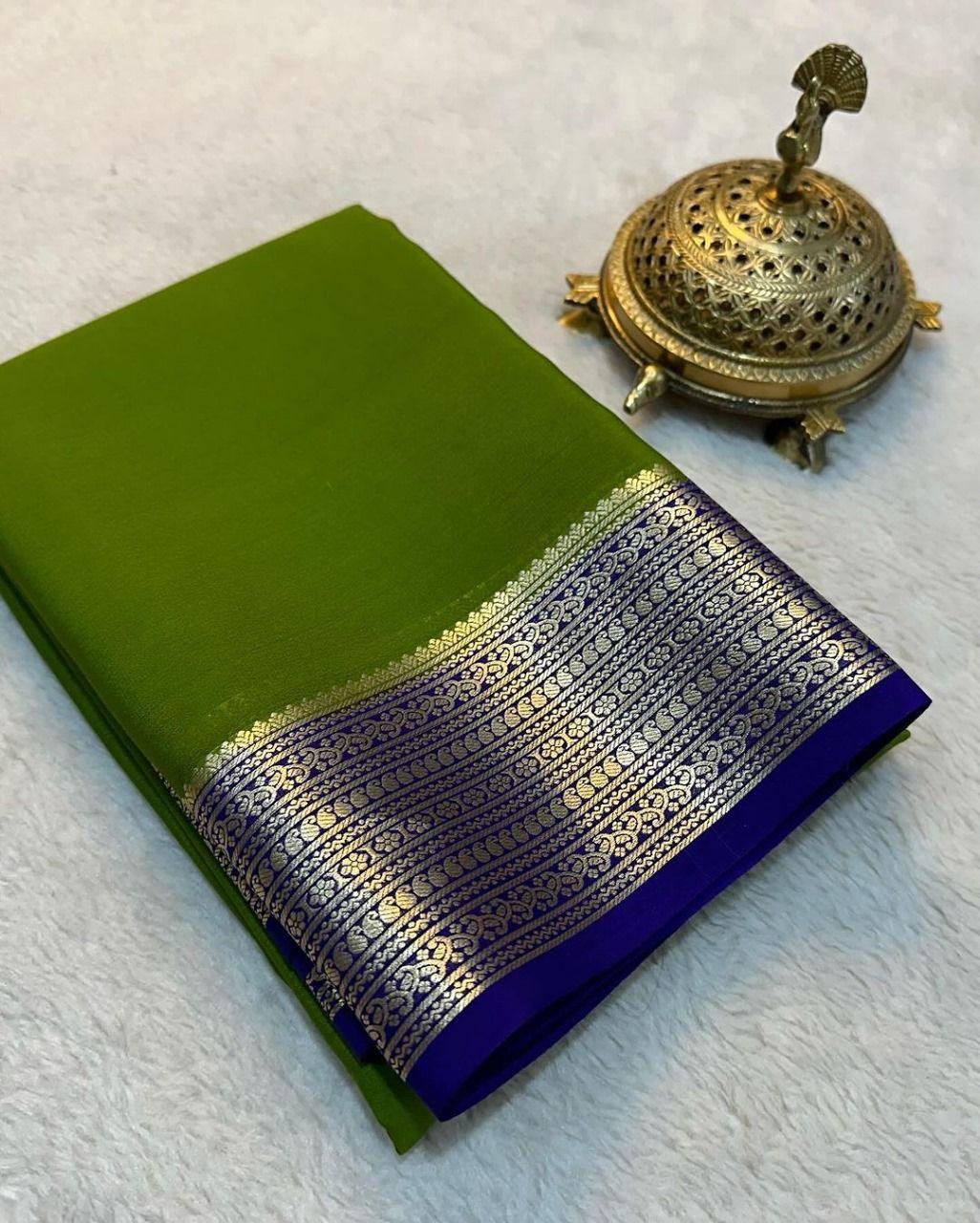 Premium Traditional Mysore Crepe Soft Silk Sarees – Handcrafted Perfection for Weddings & Festive Wear