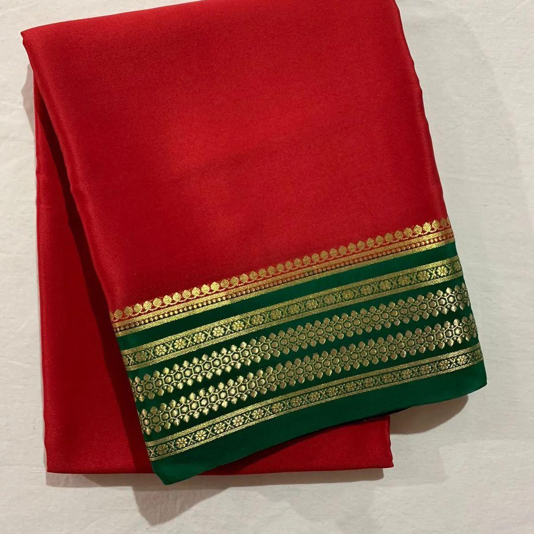 Handwoven Magic: Mysore Silk Saree with Signature Borders