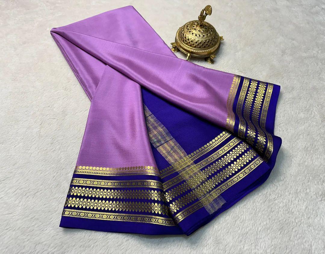 Timeless Drape: Mysore Silk with Elegant Contrast
