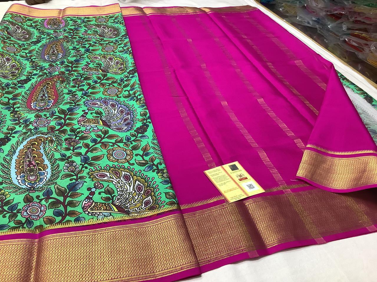 Premium Enchanting Mysore Printed Floral Silk Sarees for Weddings & Festive Wear