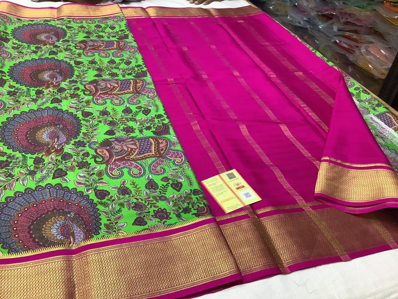 Premium Mysore Printed Crepe Silk Sarees with Floral Designs for Weddings & Festive Wear