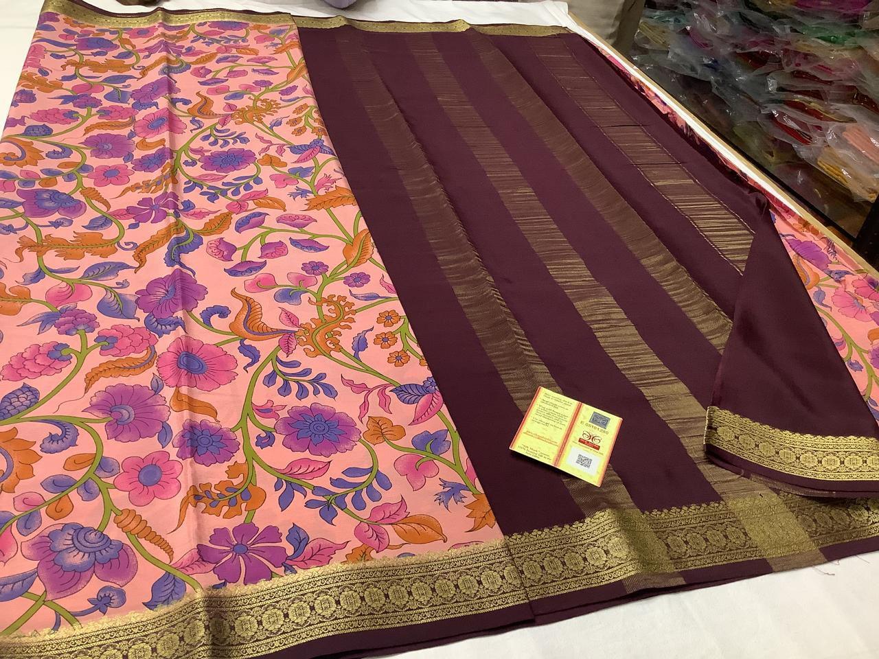Premium Mysore Printed Floral Silk Sarees for Festive Looks for Weddings & Festive Wear
