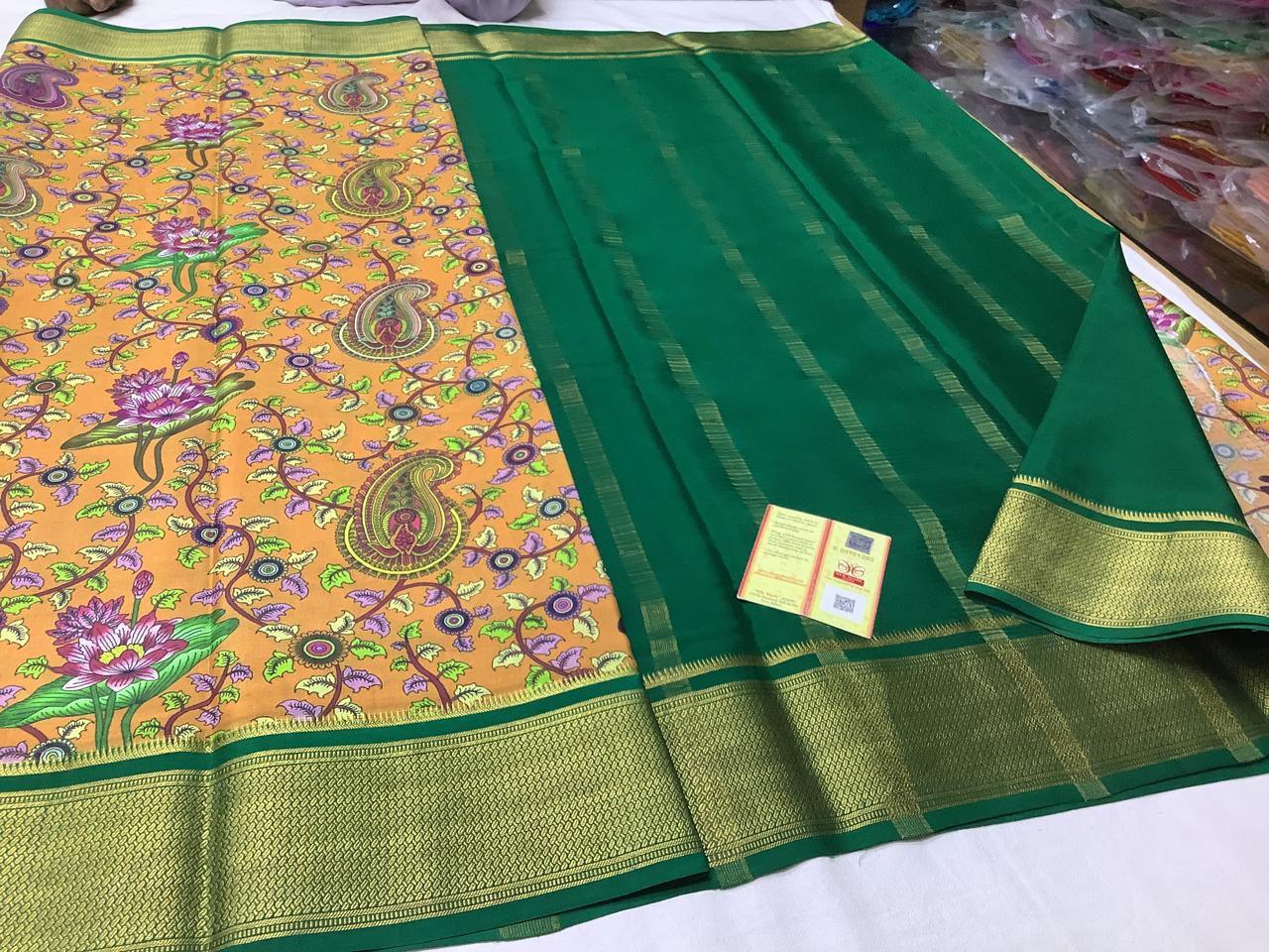 Premium Mysore Printed Floral Silk Sarees for Elegant Look for Weddings & Festive Wear