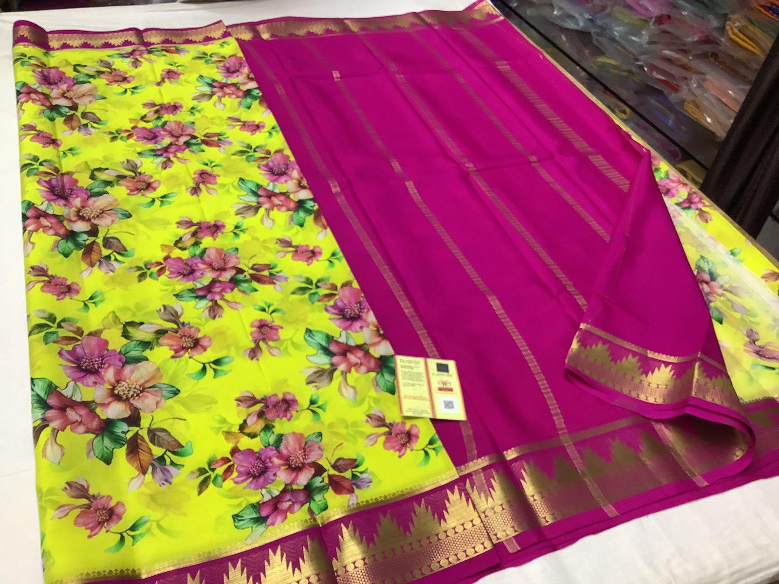 Premium Mysore Printed Crepe Silk Sarees for Every Occasion for Weddings & Festive Wear
