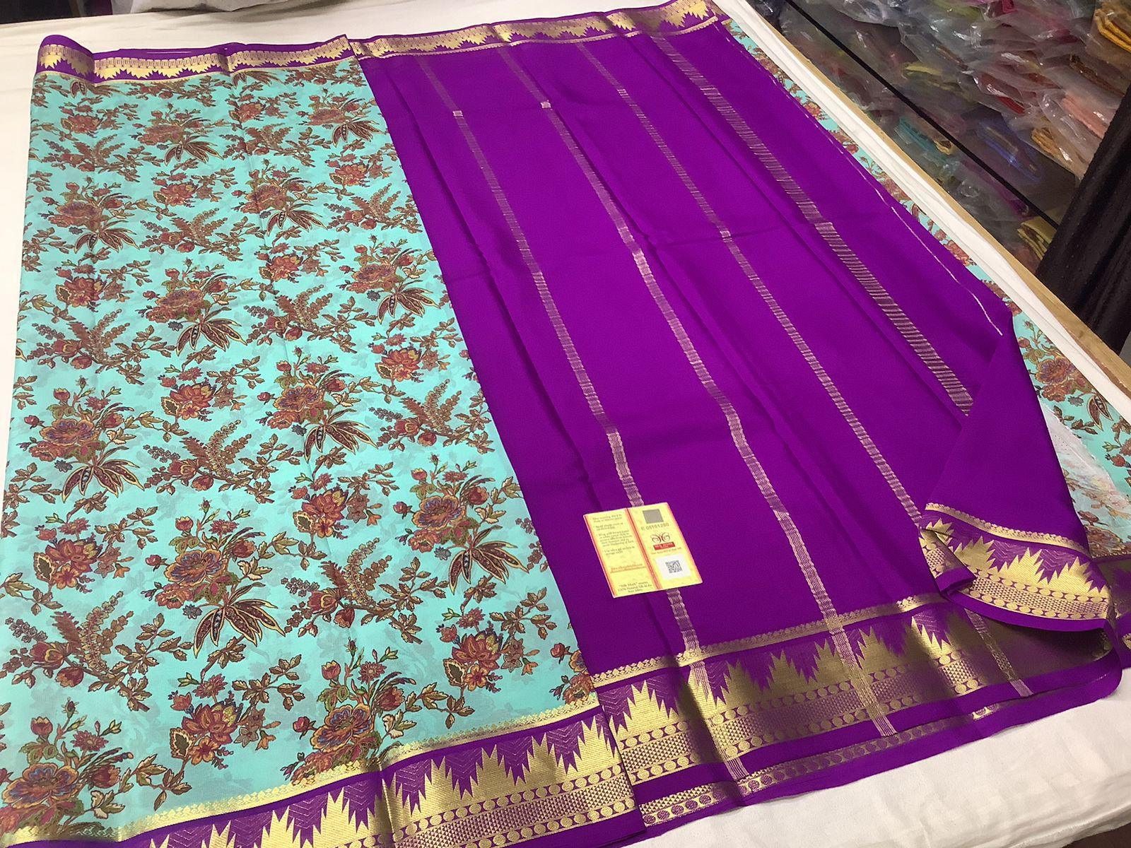 Premium Mysore Printed Floral Silk Sarees Collection for Weddings & Festive Wear