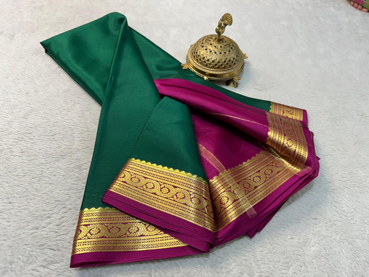 Premium Silken Radiance: Pure Mysore Sarees with Stunning Zari Highlights for Weddings & Festive Wear