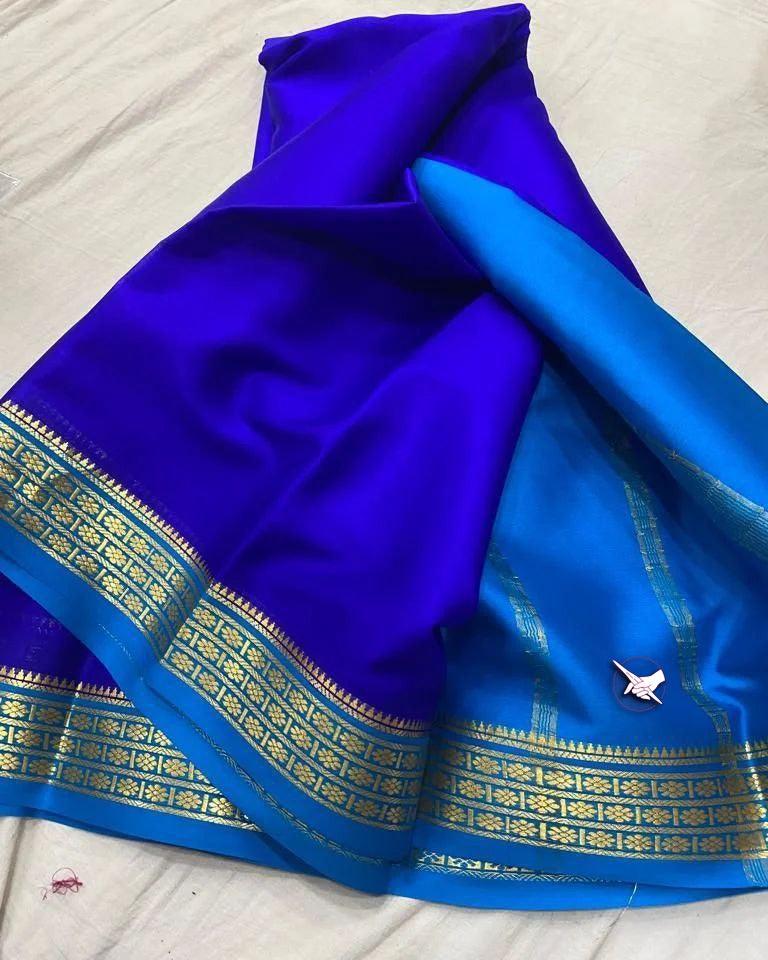 Luxurious Mysore Silk Saree Featuring Stunning Contrast Pallu and Blouse